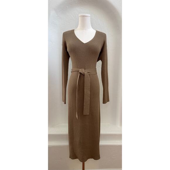 Rails Margot Khaki Cotton-Cashmere Midi Dress – Size Small - Picture 3 of 7